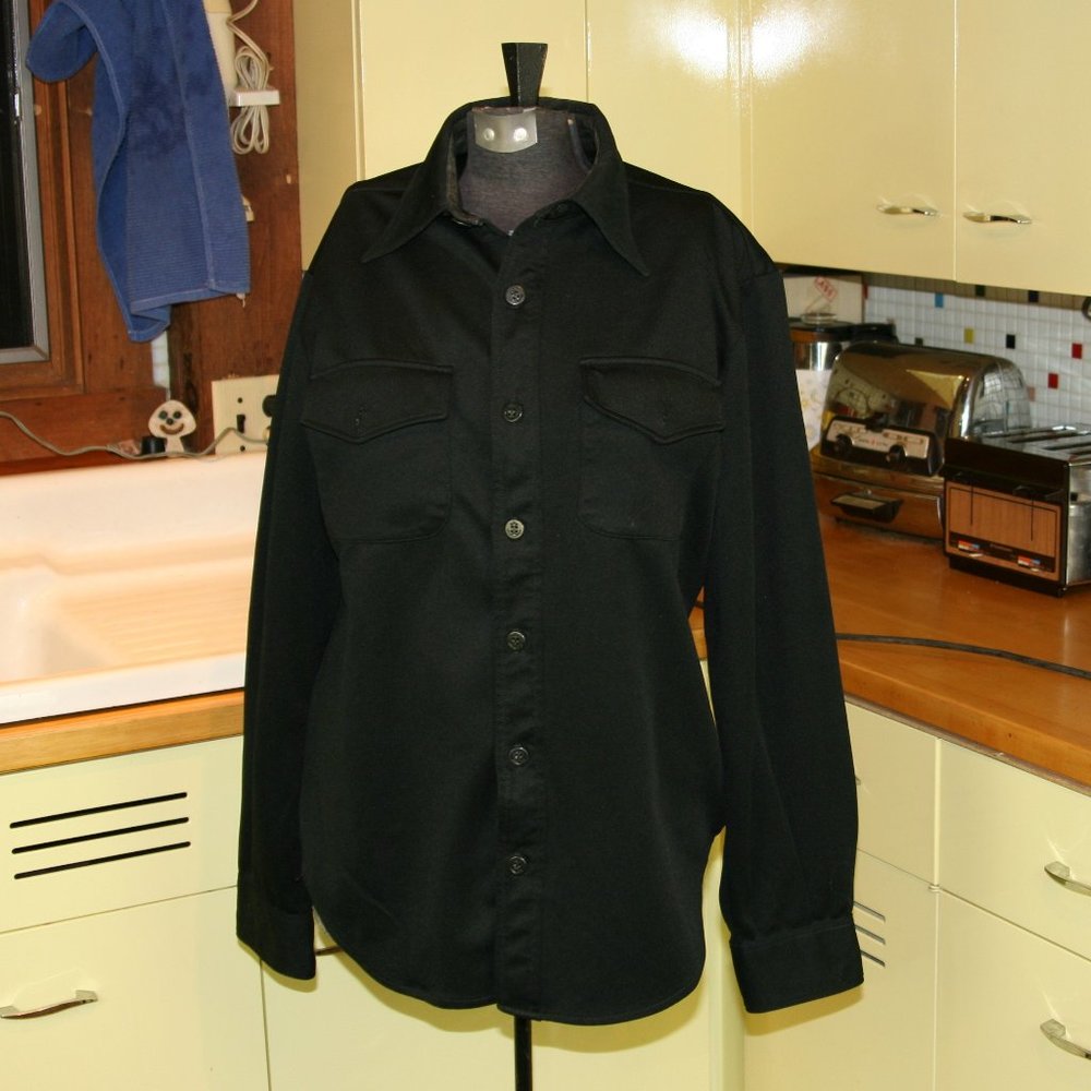 Vintage Seafarer Navy Issue Black Polyester Shirt